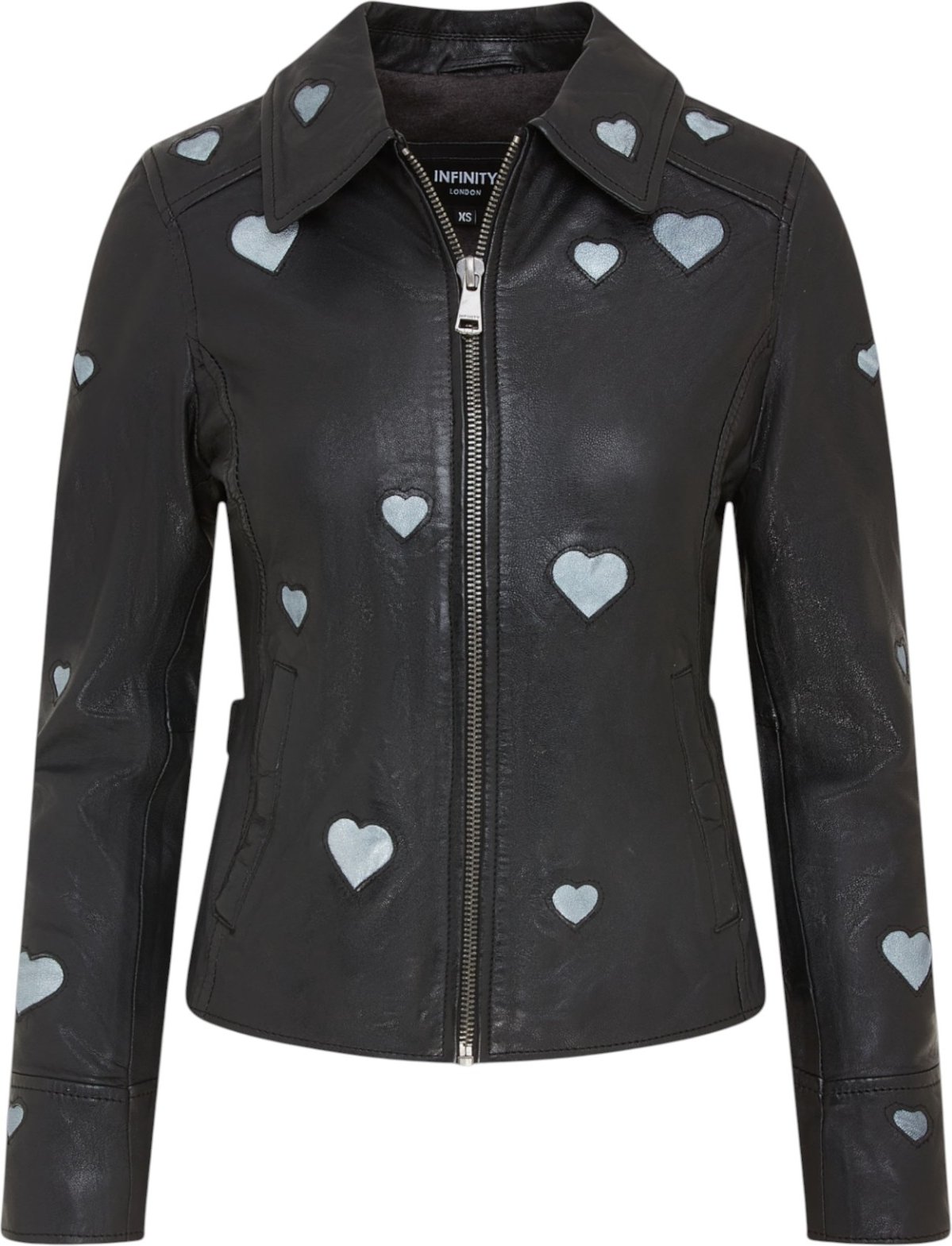 Schwarze Bikerjacke aus Leder mit Herzen für Damen – Wynyard