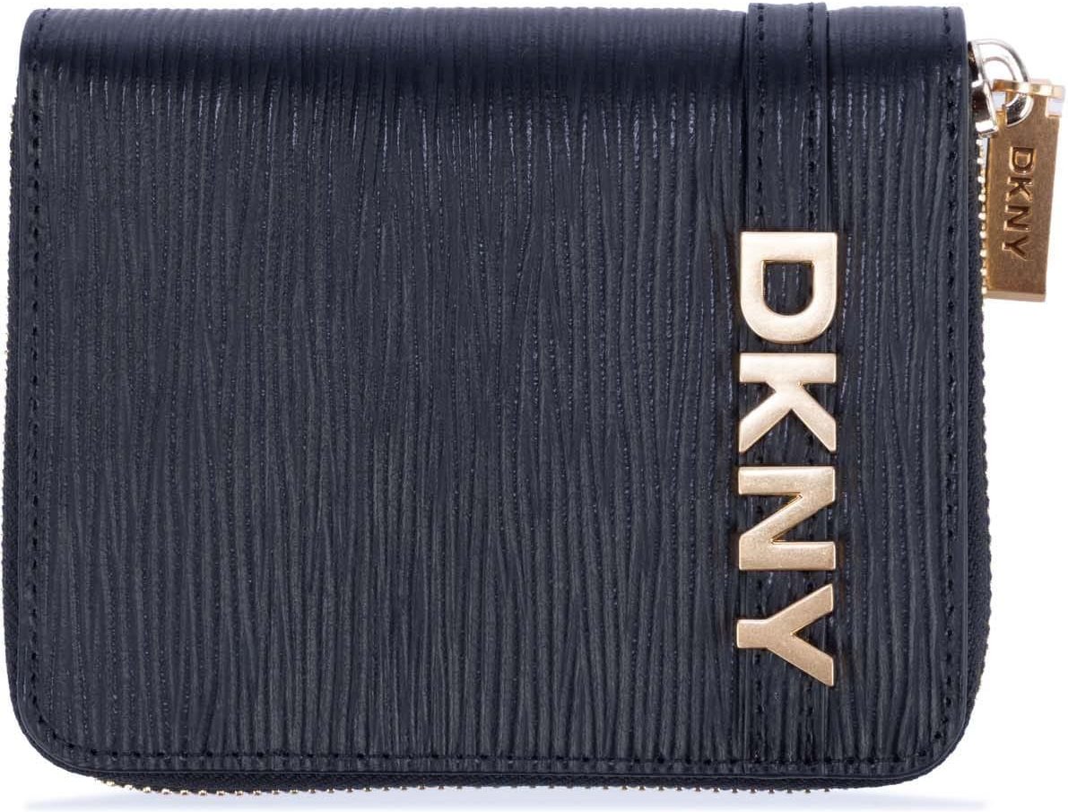 DKNY - "Avril Sm" Brieftasche, Mit Reißverschluss (Schwarz/Gold)