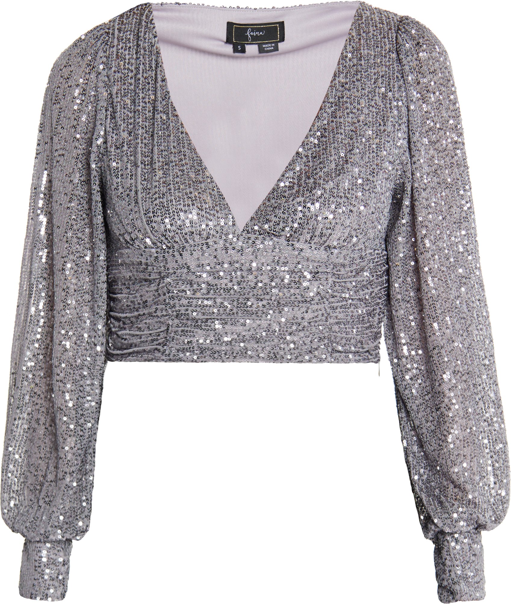 Faina Langarmshirt Damen grau silber