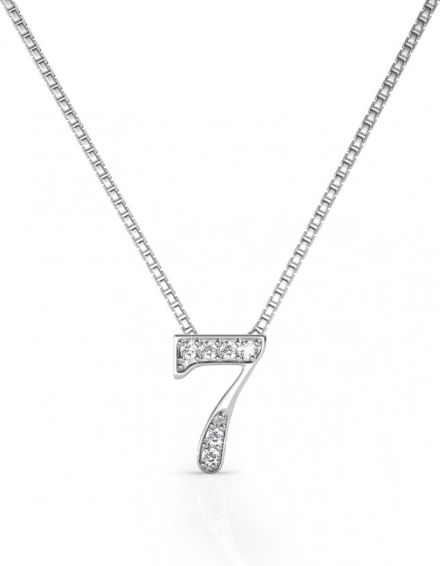 Nummer 7 Anhänger - Silber und Kristall