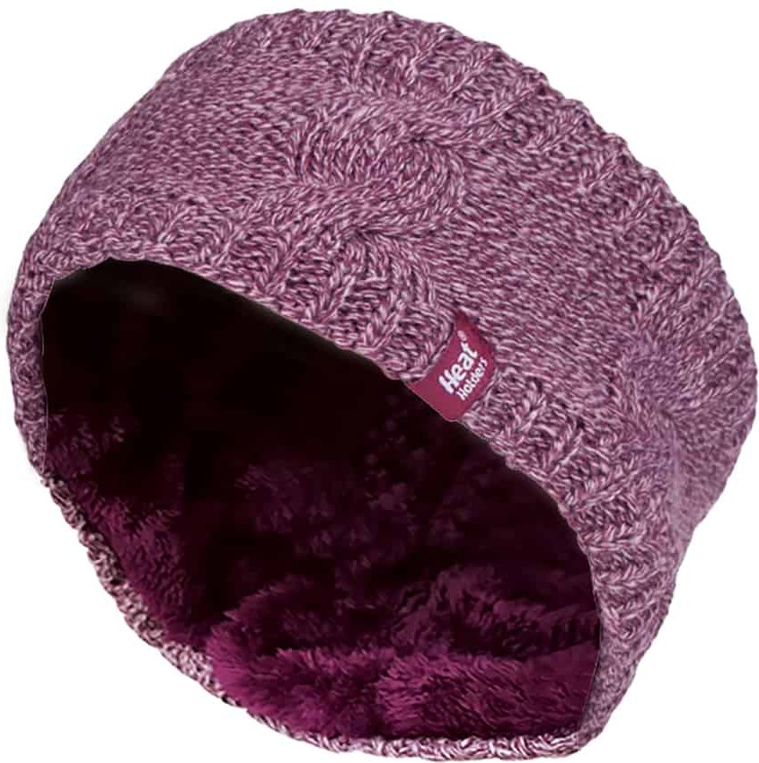Damen Kabel gestrickt Fleece gefüttert Thermal Winter Ohrwärmer Stirnband
