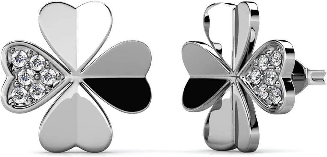 Kleeblatt-Ohrringe - Silber und Kristall