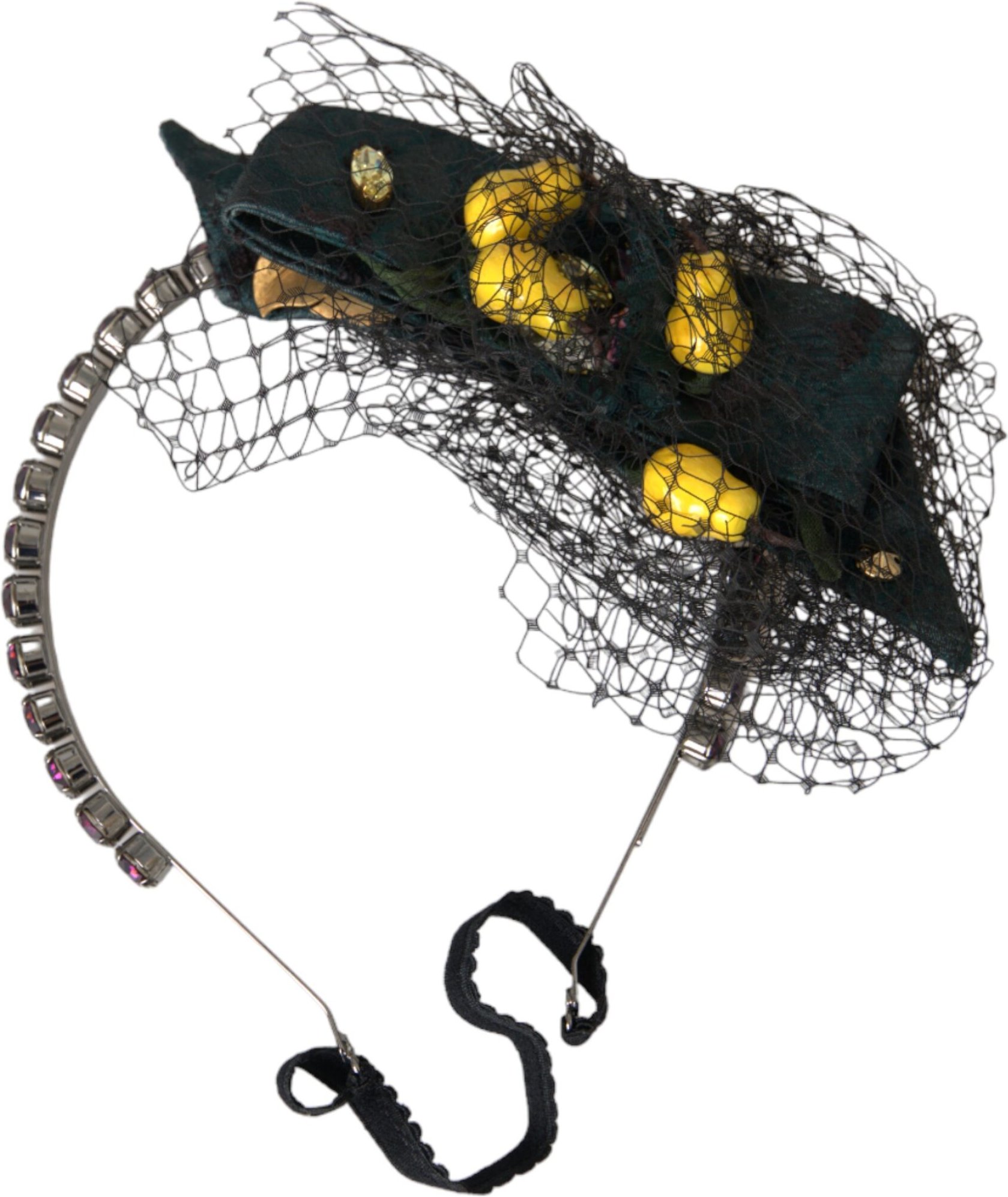 Schwarze Zitronen Sizilien Lila Kristall Netz-Haarband Diadem