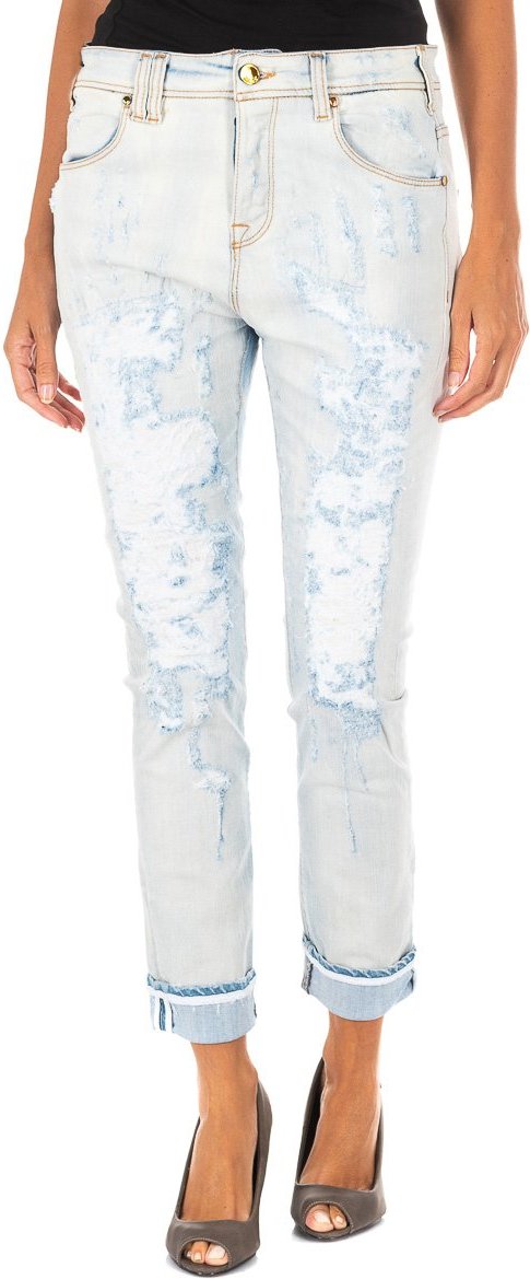 Lange Denim-Hose mit geradem Saum 10DBF0667 Frau