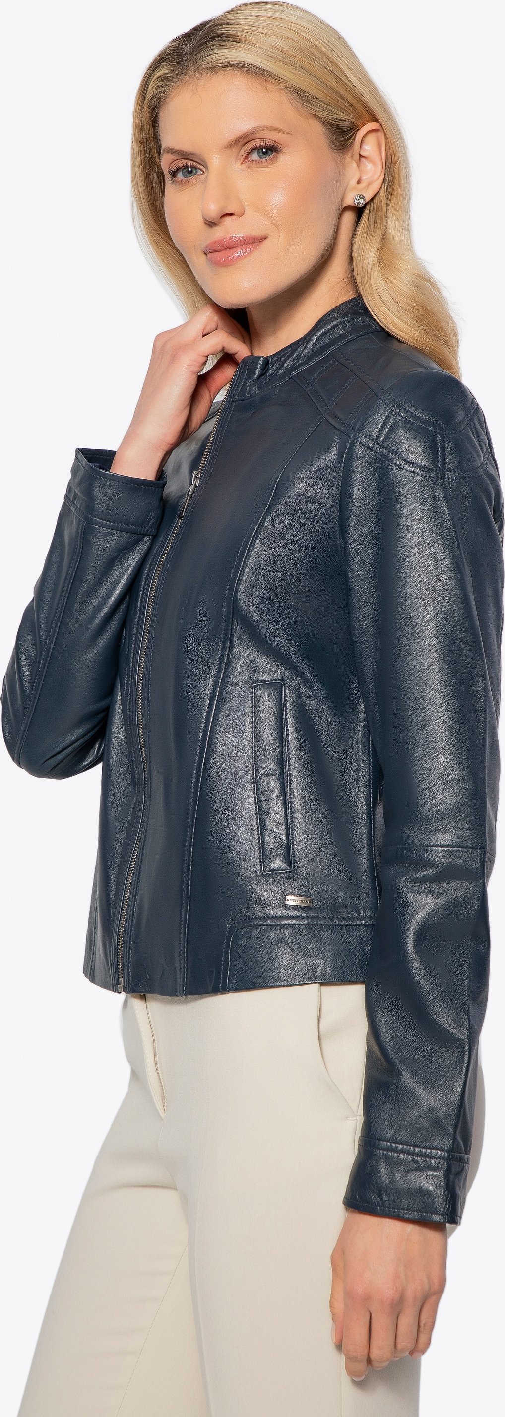 Wittchen Damen-Lederjacke in klassischem Marineblau