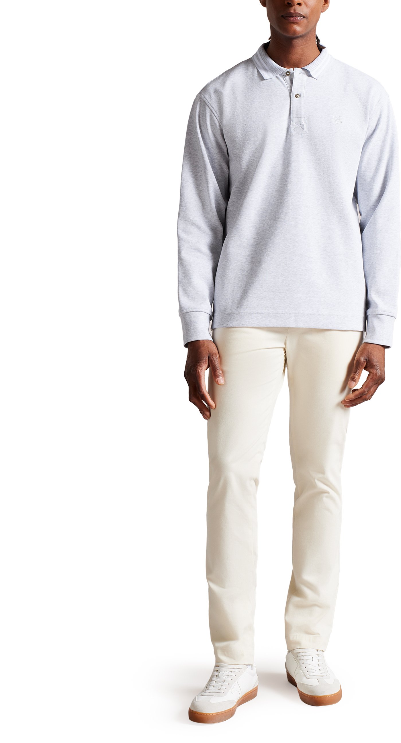 Ted Baker Jermyn Mens Grey Marl Rugby Polo -Hemd