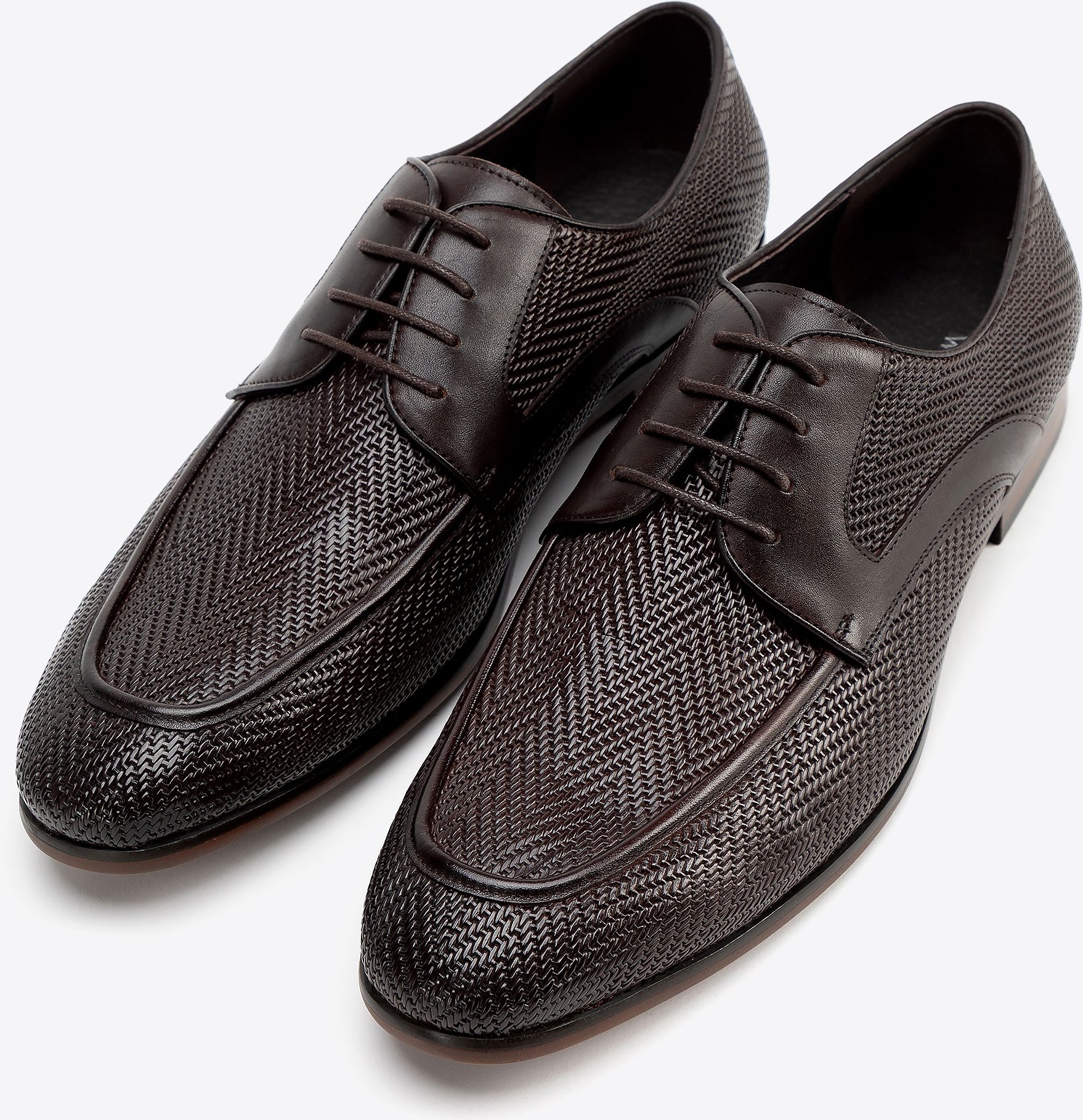 Wittchen Herren-Derbyschuhe aus echtem Leder mit Flechtmuster, dunkelbraun