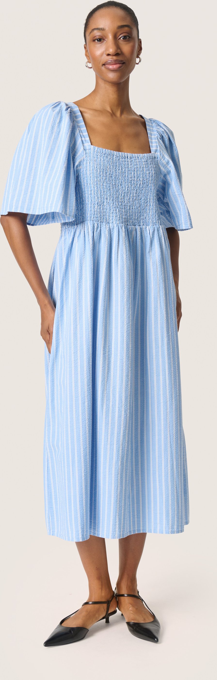 Kleid A-shape blue white