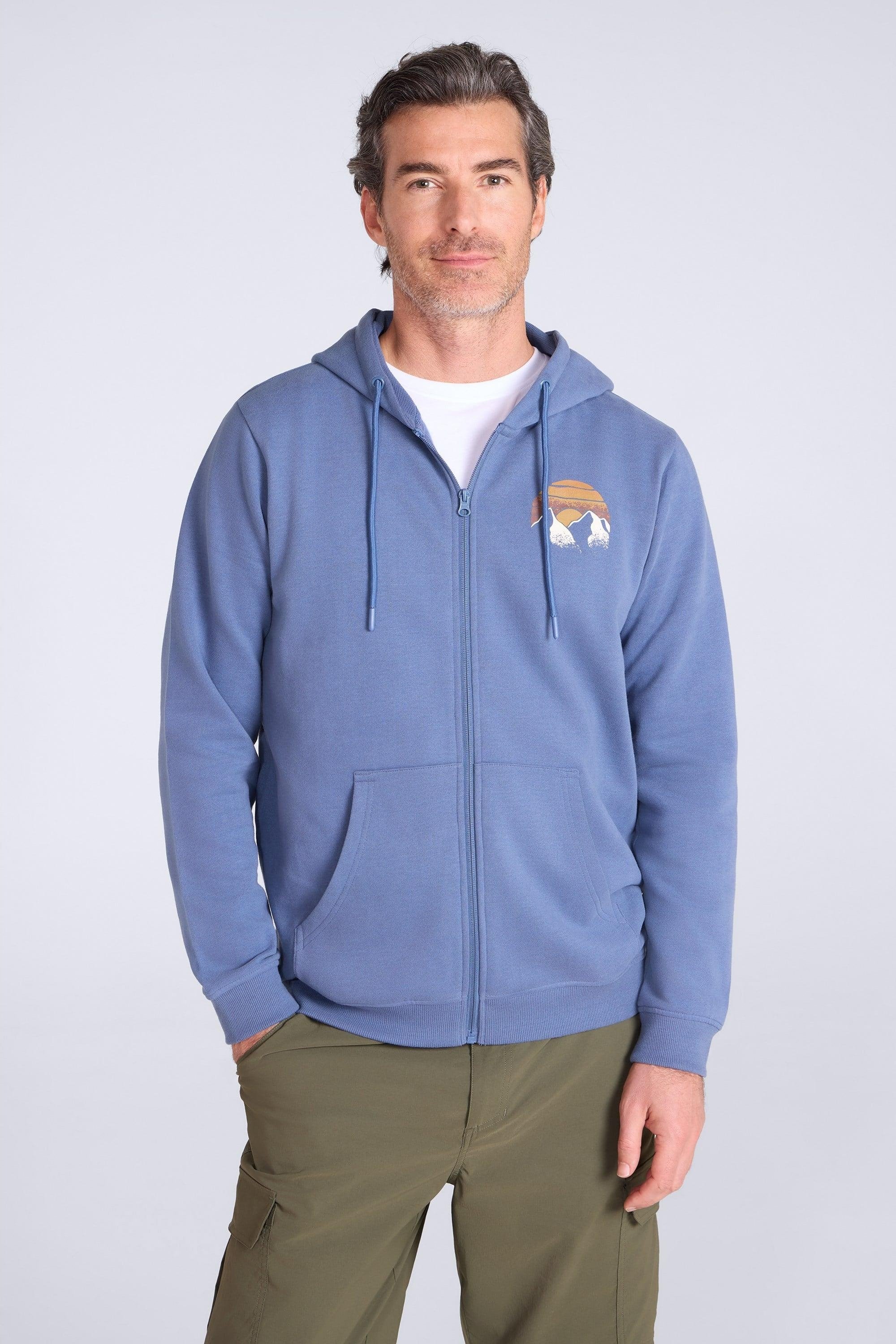 Mountain Warehouse - Hoodie mit durchgehendem Reißverschluss mit Kordelzug für Herren (Hellblau)