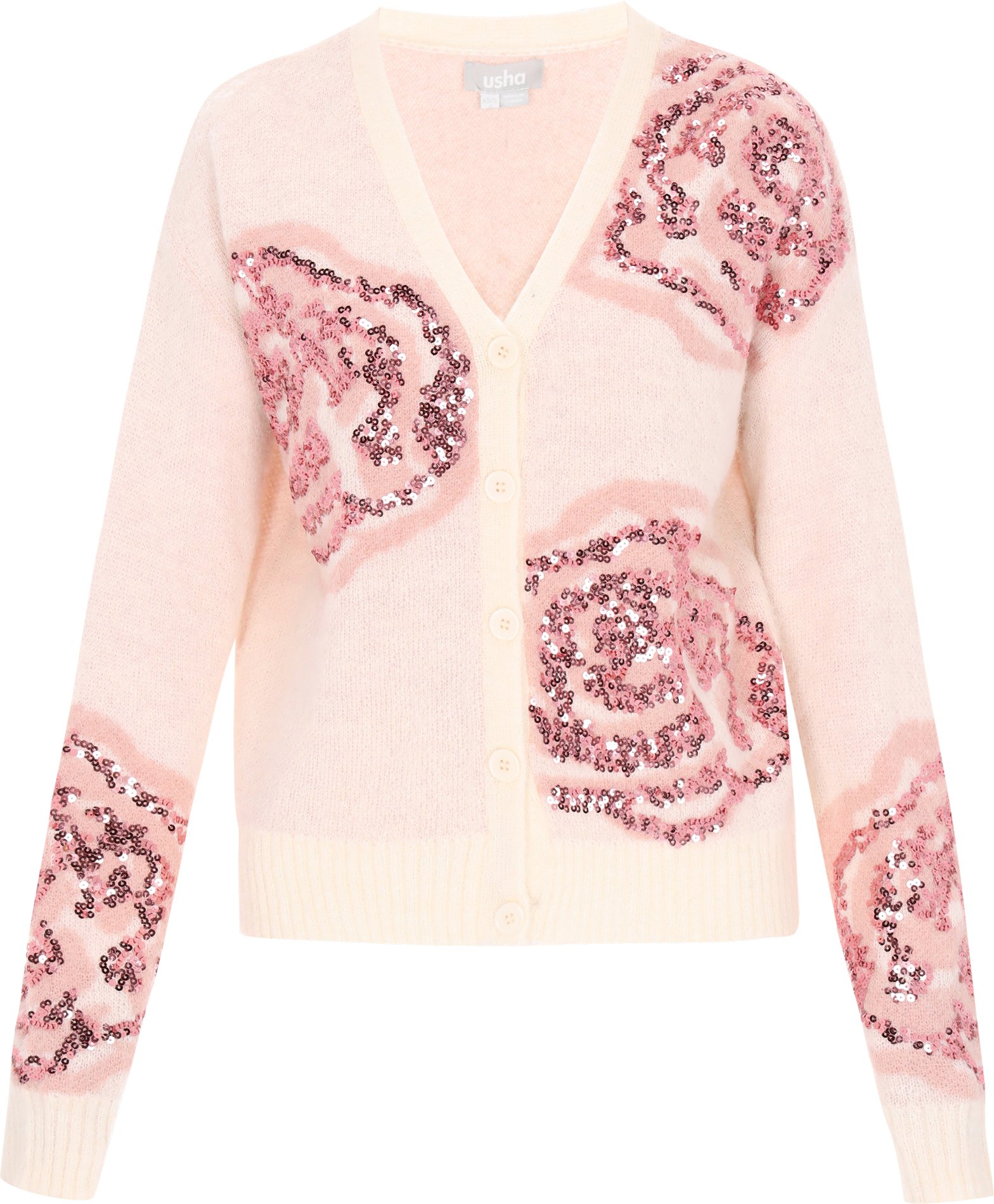 usha Strickjacke Frauen beige hellrosa