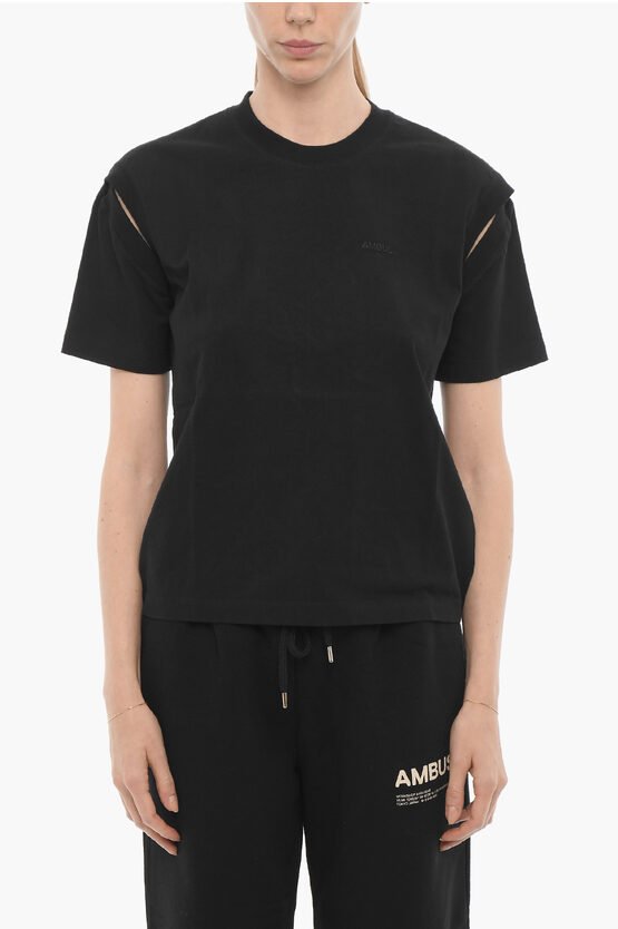 Einfarbiges T-Shirt mit Rundhalsausschnitt in Schwarz