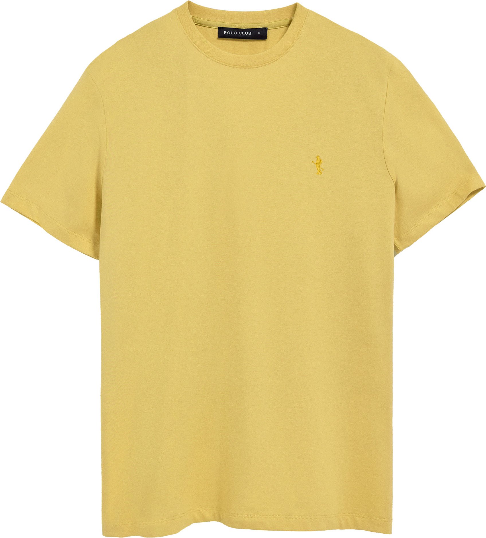 Basic-T-Shirt gelb mit Rundhalsausschnitt und gesticktem Rigby Best-Logo