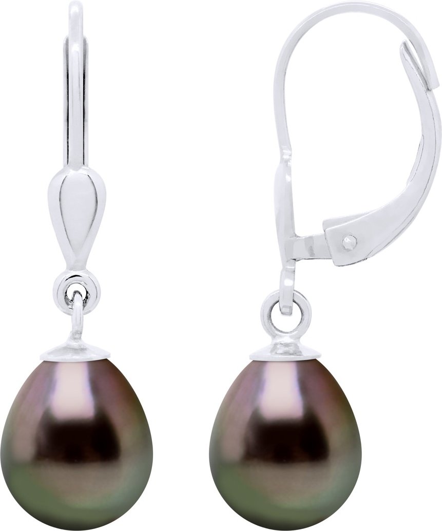 Ohrringe aus Silber 925 und echten Tahiti-Zuchtperlen Birne 8-9 mm