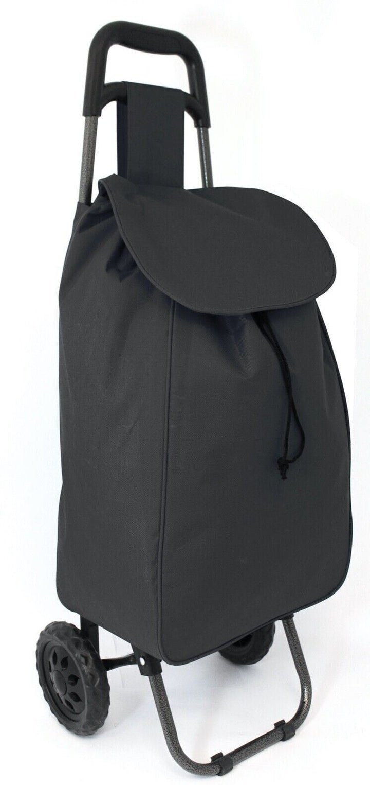 40L schwarzer, leichter, zusammenklappbarer, robuster Einkaufswagen mit Rädern, robuster Einkaufstrolley mit Einkaufstüt...