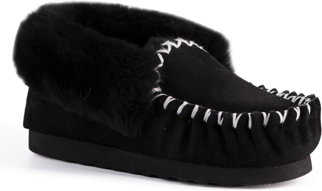 Aus Wooli "Waterloo" Australien Hand Stitched Womens Schaffell Mokassin, schwarz
