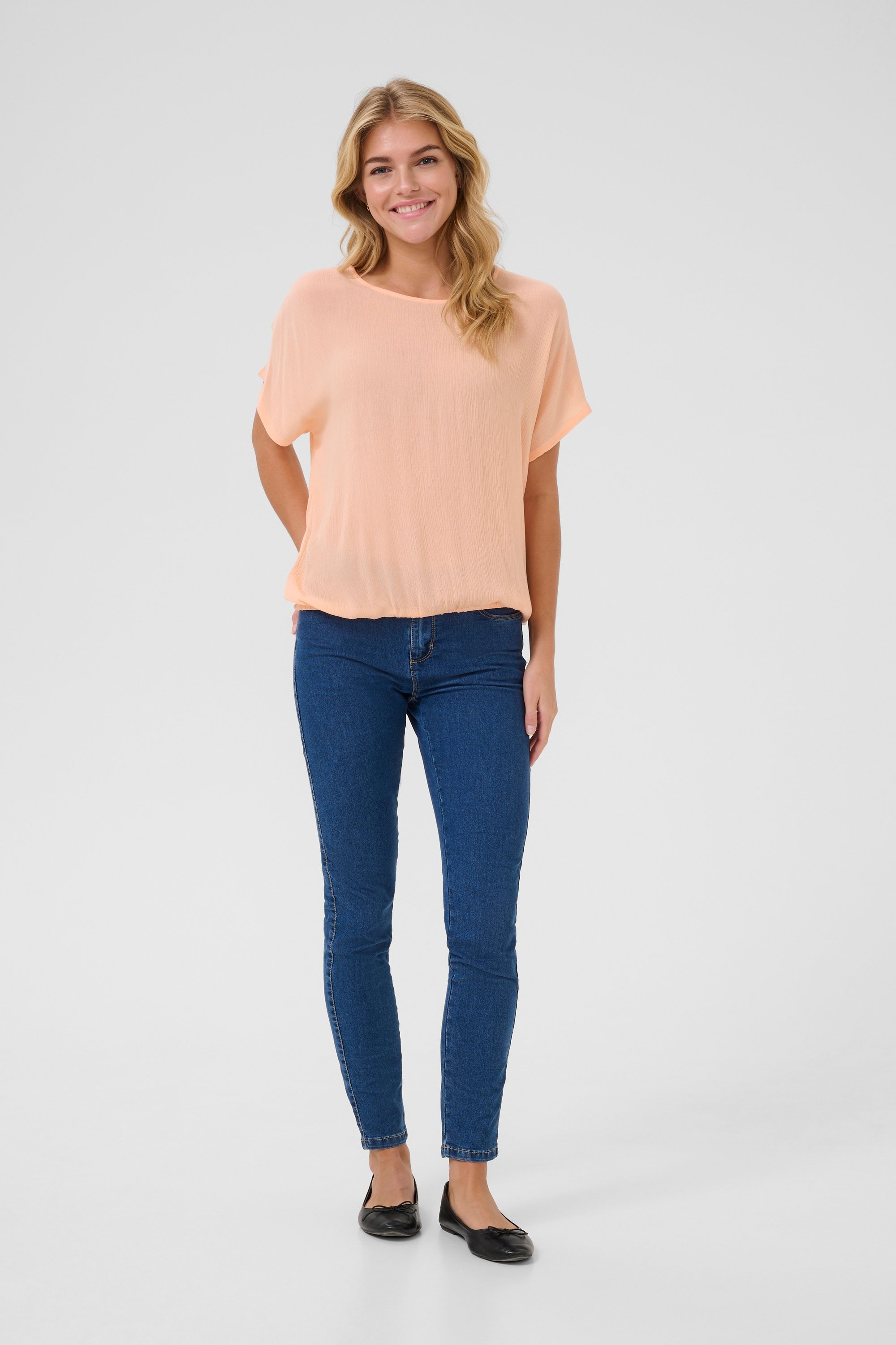 Ärmellose Bluse Loose fit Peach