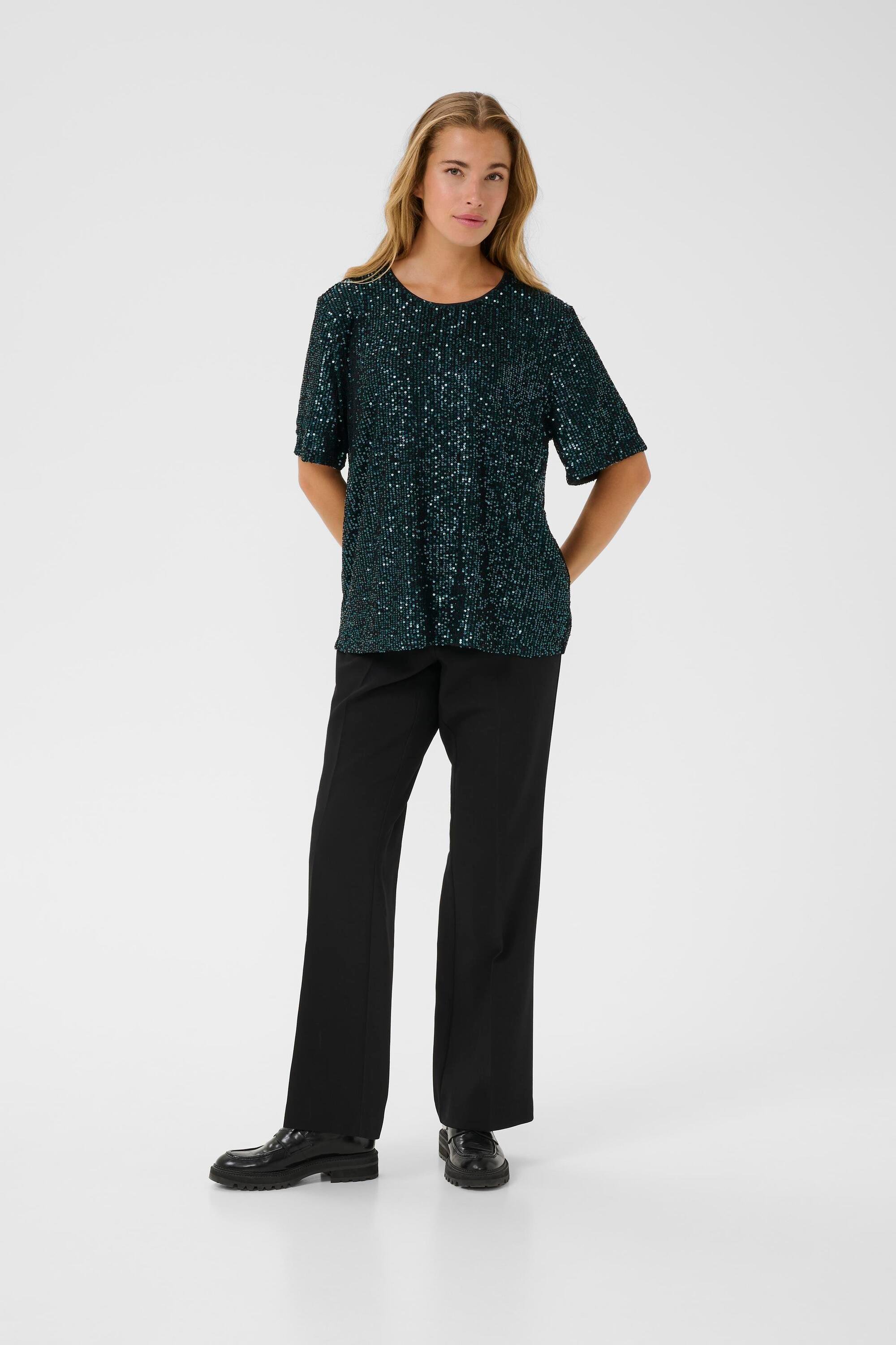 Kurzarm-Bluse KAlila Kurzarm-Bluse Regular fit dark green