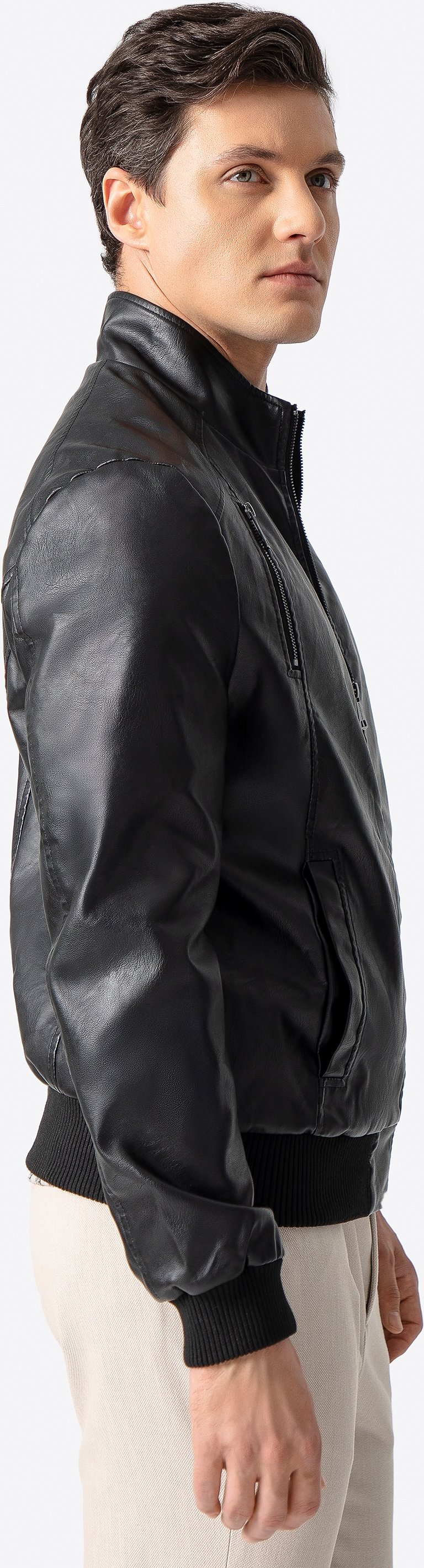 Wittchen Herrenjacke aus schwarzem Öko-Leder mit Kordelzug