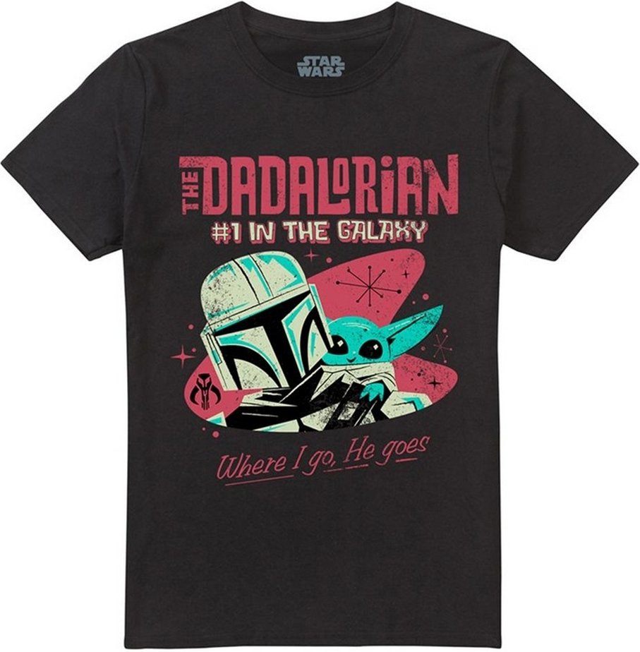 Star Wars - "#1 Dadalorian Where I Go" T-Shirt für Herren/Damen Unisex (Schwarz)