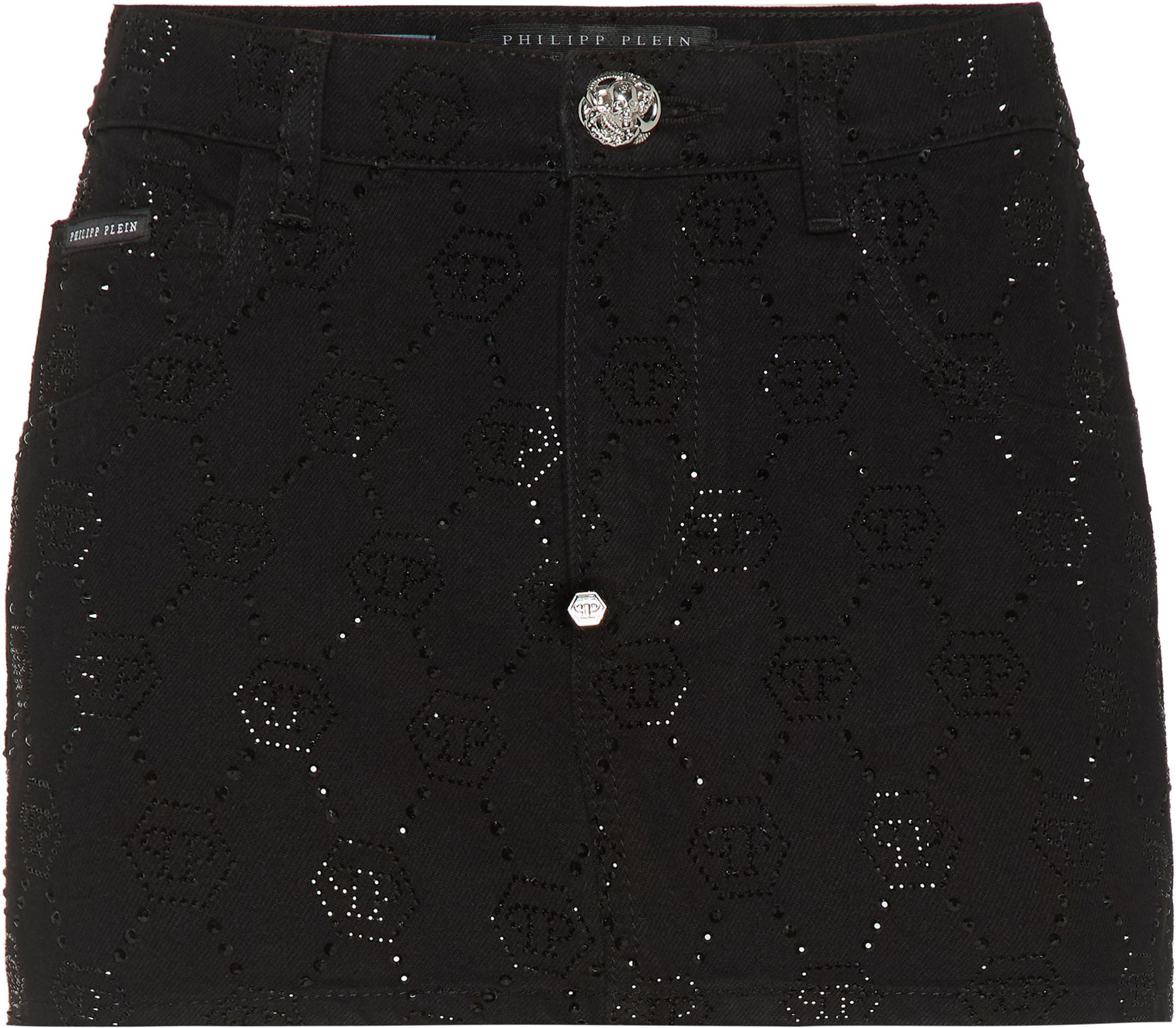 Denim Mini Skirt Strass Monogram