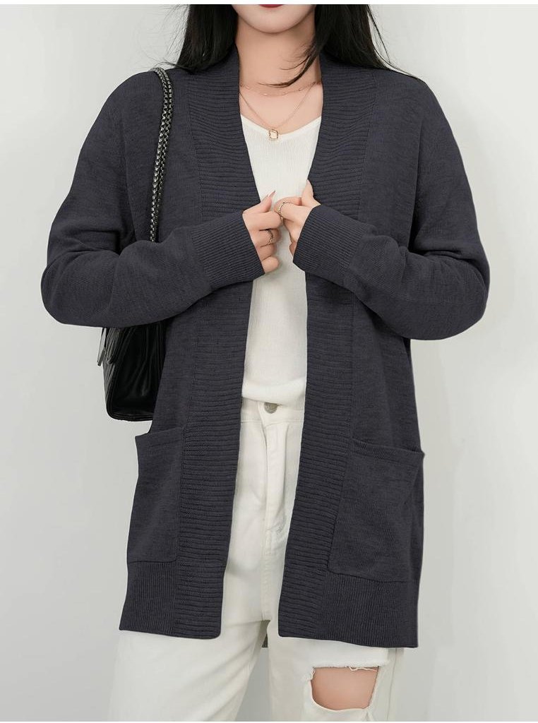 Thumbnail - Damen Offener Vorderer Langarm Pullover Cardigan
