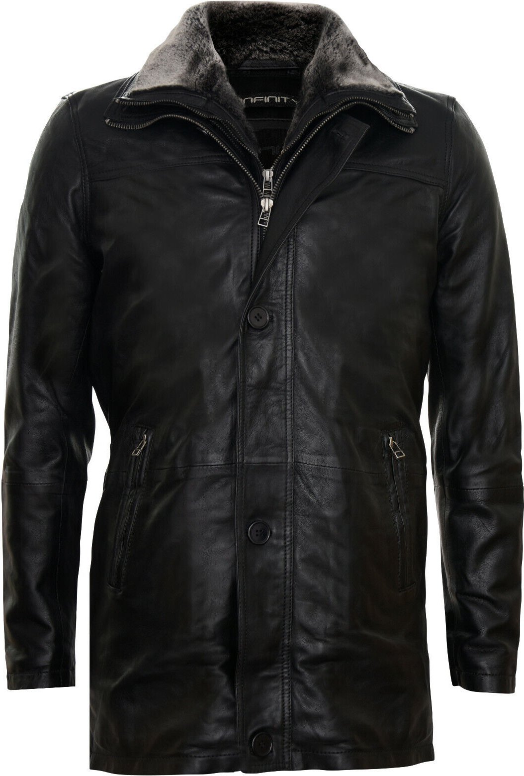 Mittellange warme Jacke mit abnehmbarem Kragen
