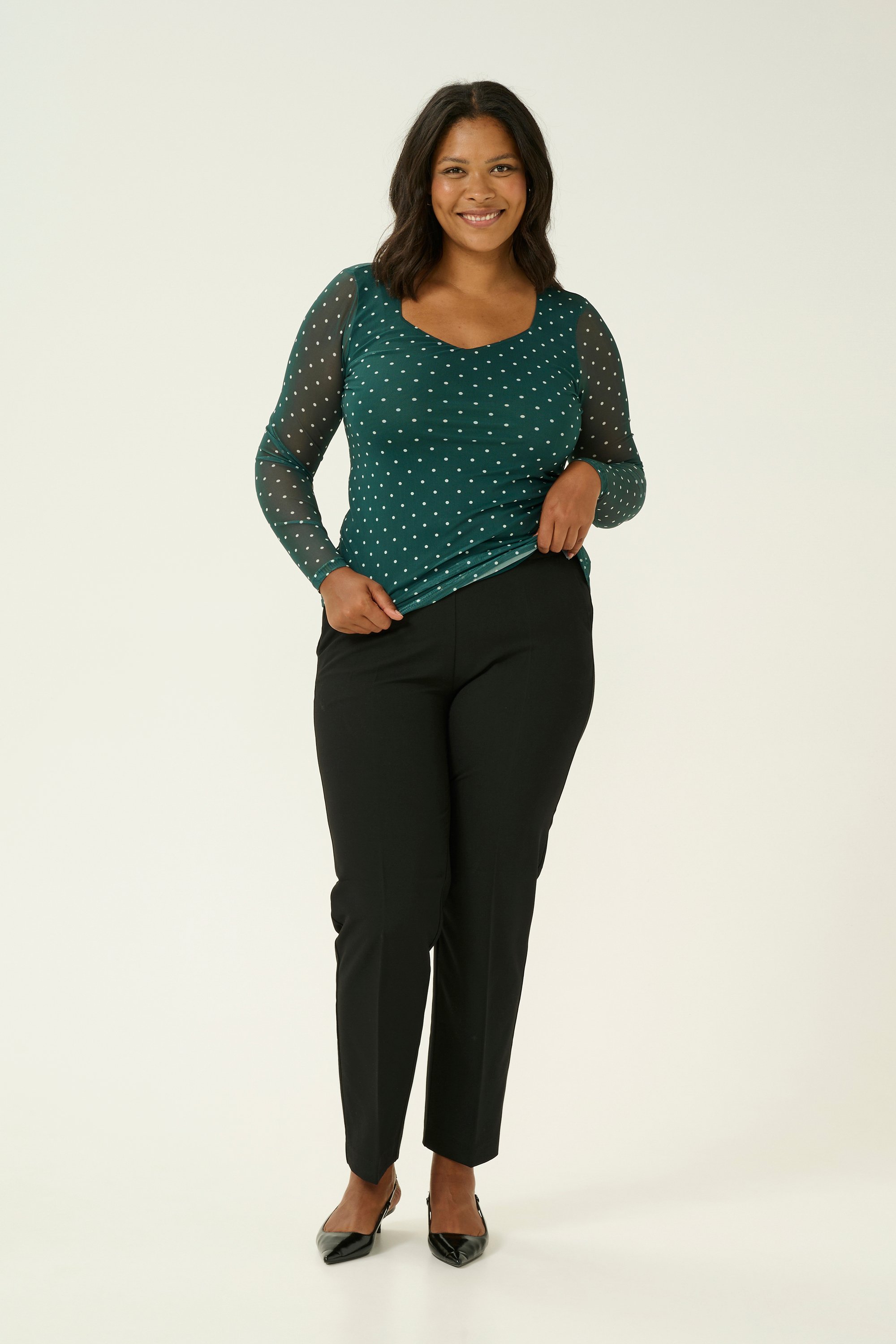 Langarm-Bluse Tight fit white green