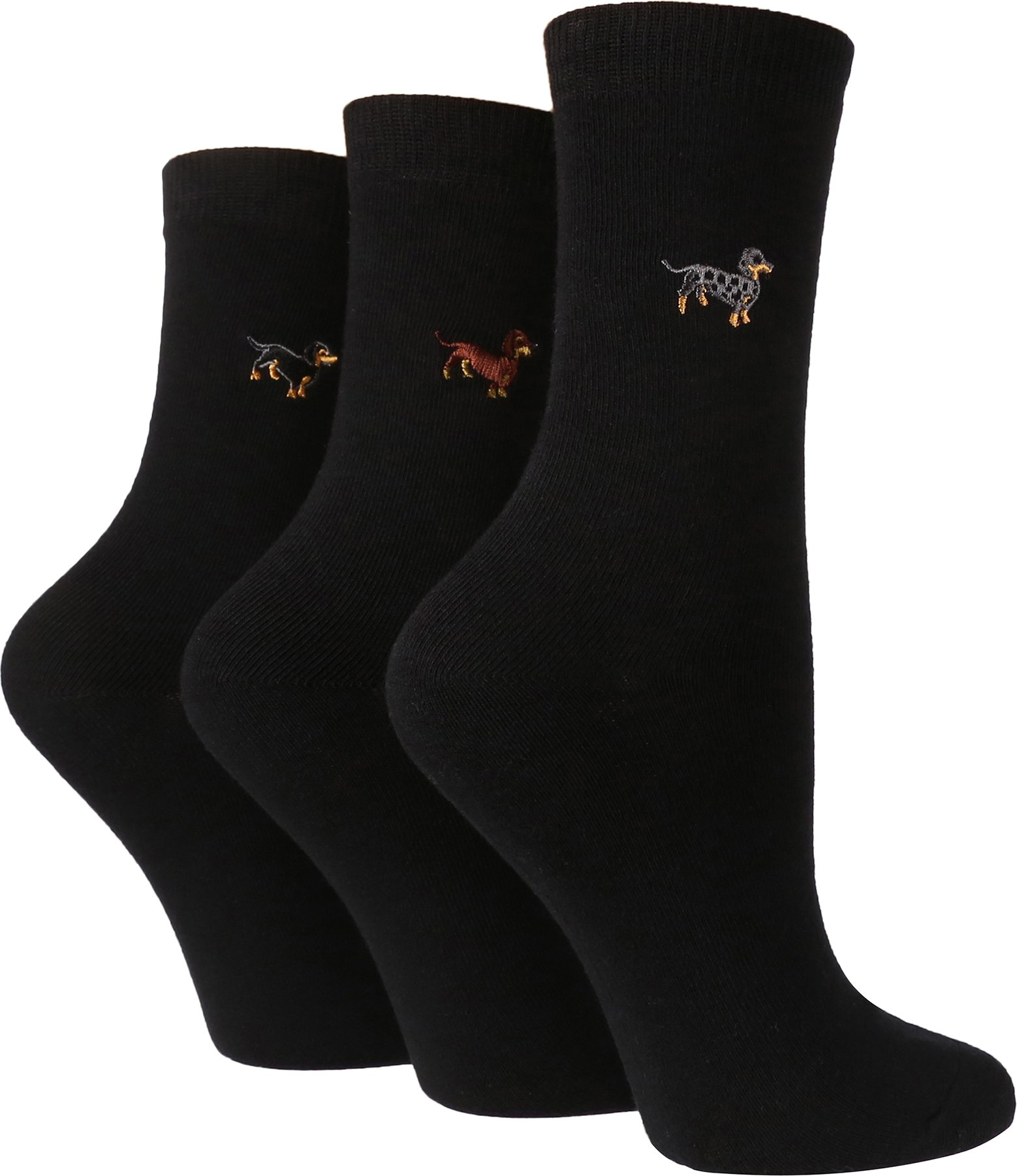 Wild Feet - 3 Paires Fantaisie Chaussettes Femme | Chaussettes Coton Rigolotes - Teckel