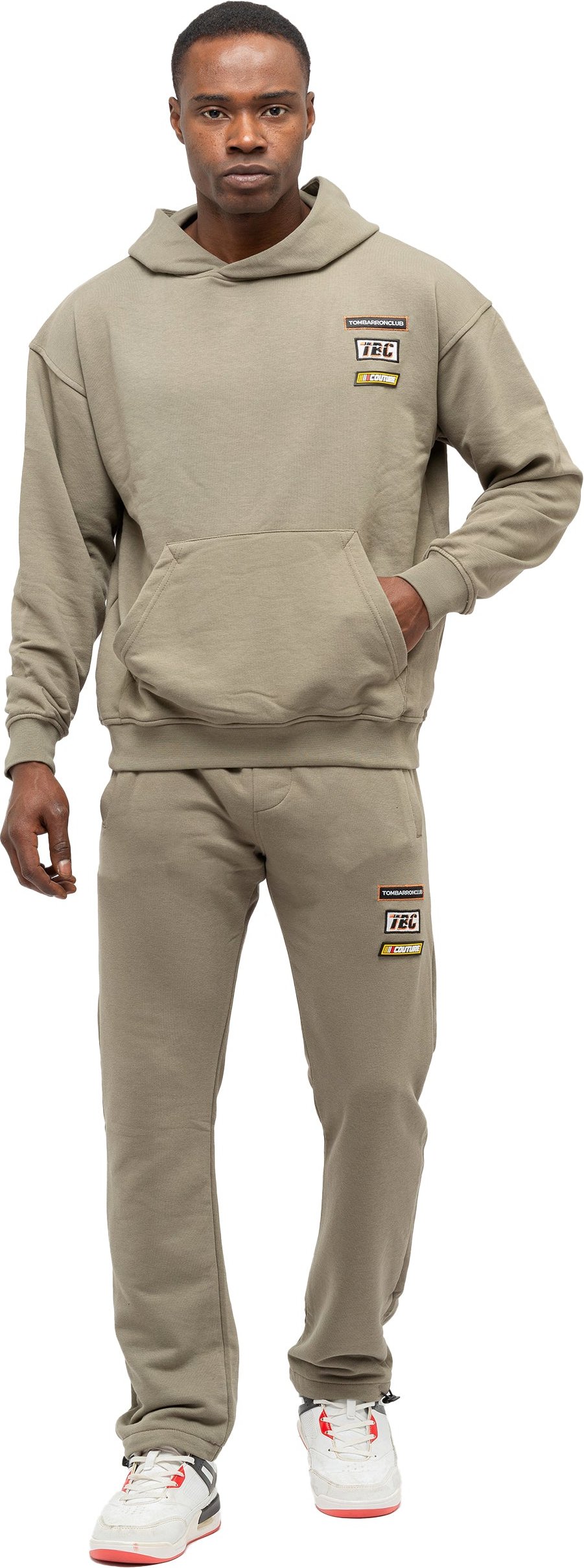 Tom Barron Herren-Trainingsanzug-Set mit besticktem Abzeichen, Oversize