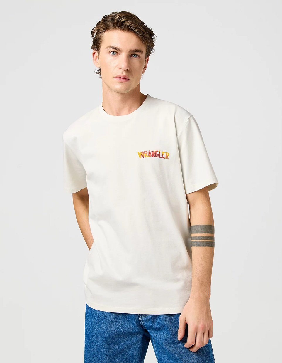 Wrangler - T-Shirt mit großem Aufdruck - Weiß