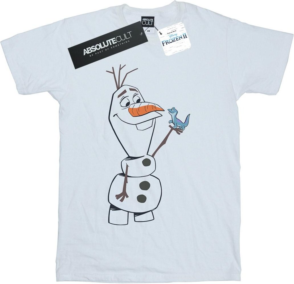 Disney Mädchen Frozen 2 Olaf und Salamander T-Shirt aus Baumwolle (Weiß)