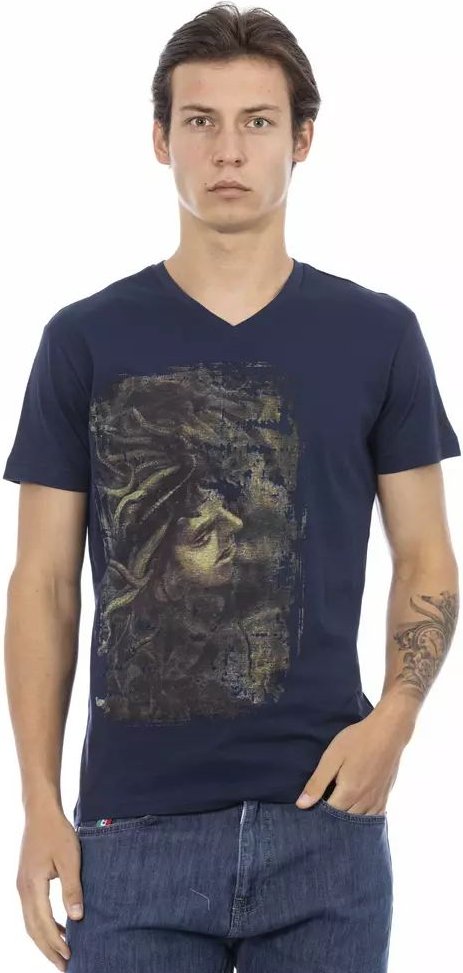 Medusa V-Ausschnitt T-Shirt Lässiger Stil