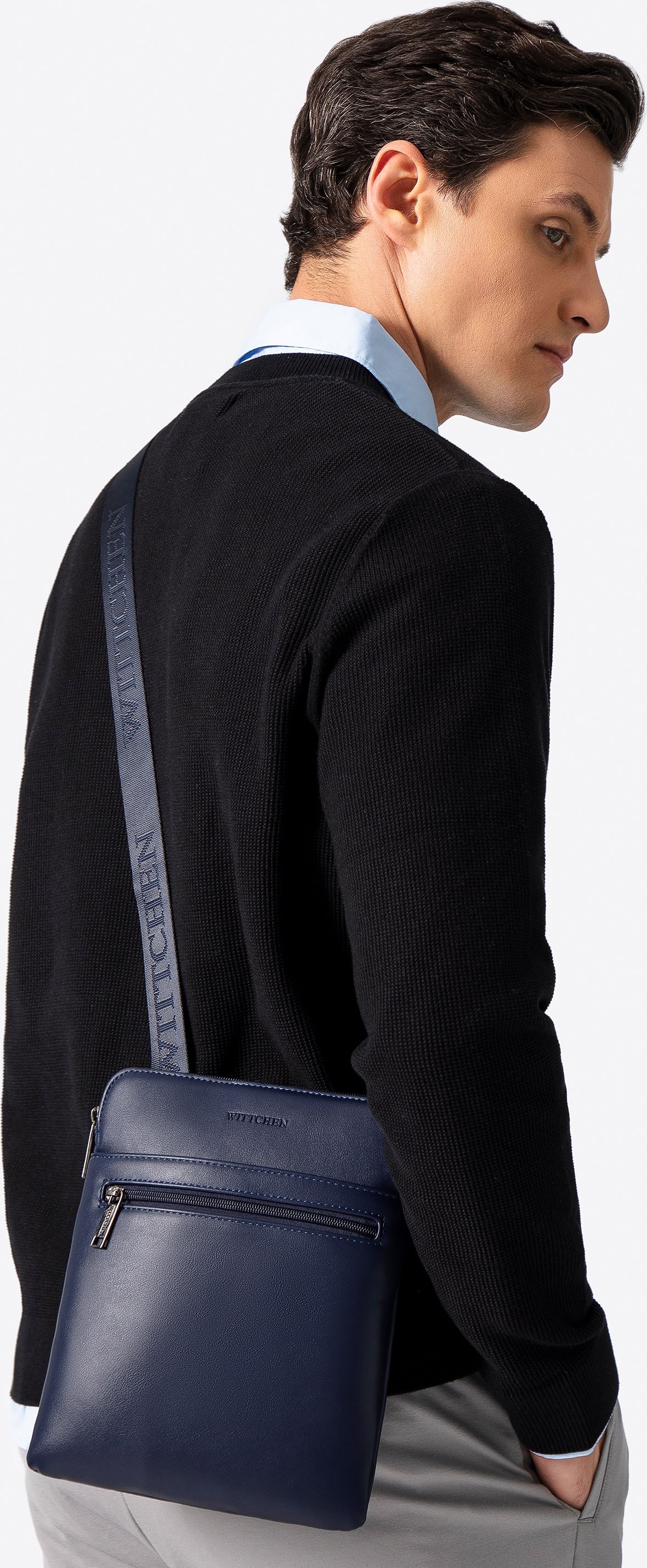 Wittchen Herren-Umhängetasche aus Kunstleder, Marineblau, Öko-Leder