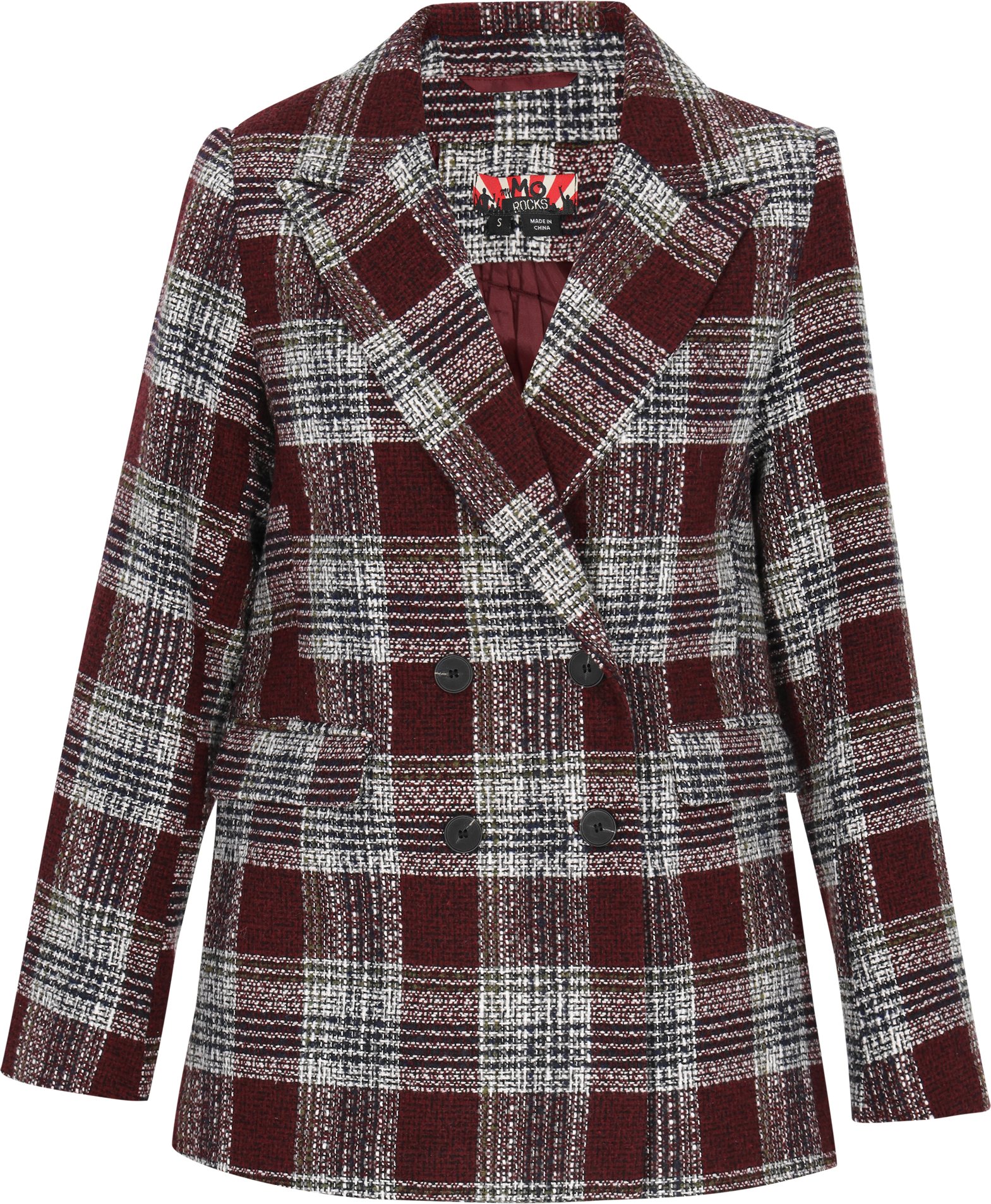 Mymo Blazer Frauen Burgunderrot kariert