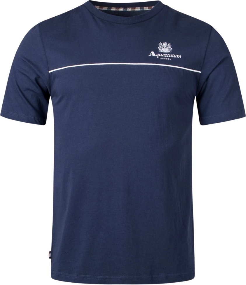 Aquascutum Active Piping Design Marineblaues T-Shirt