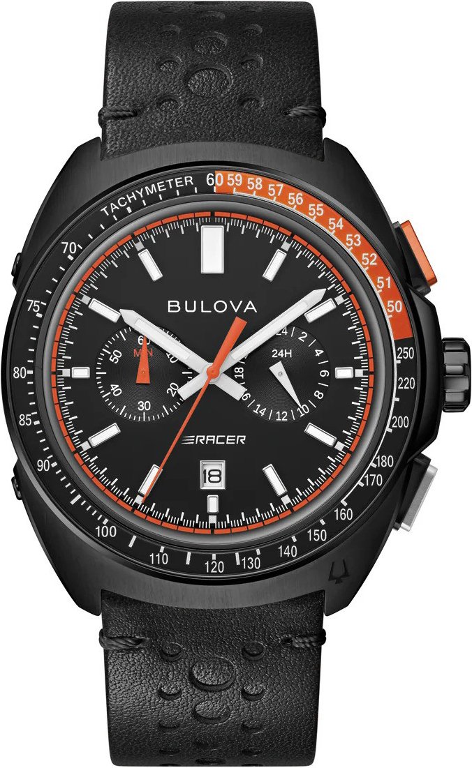 Bulova Racer Chronograph Herren Armbanduhr Schwarz 98B428