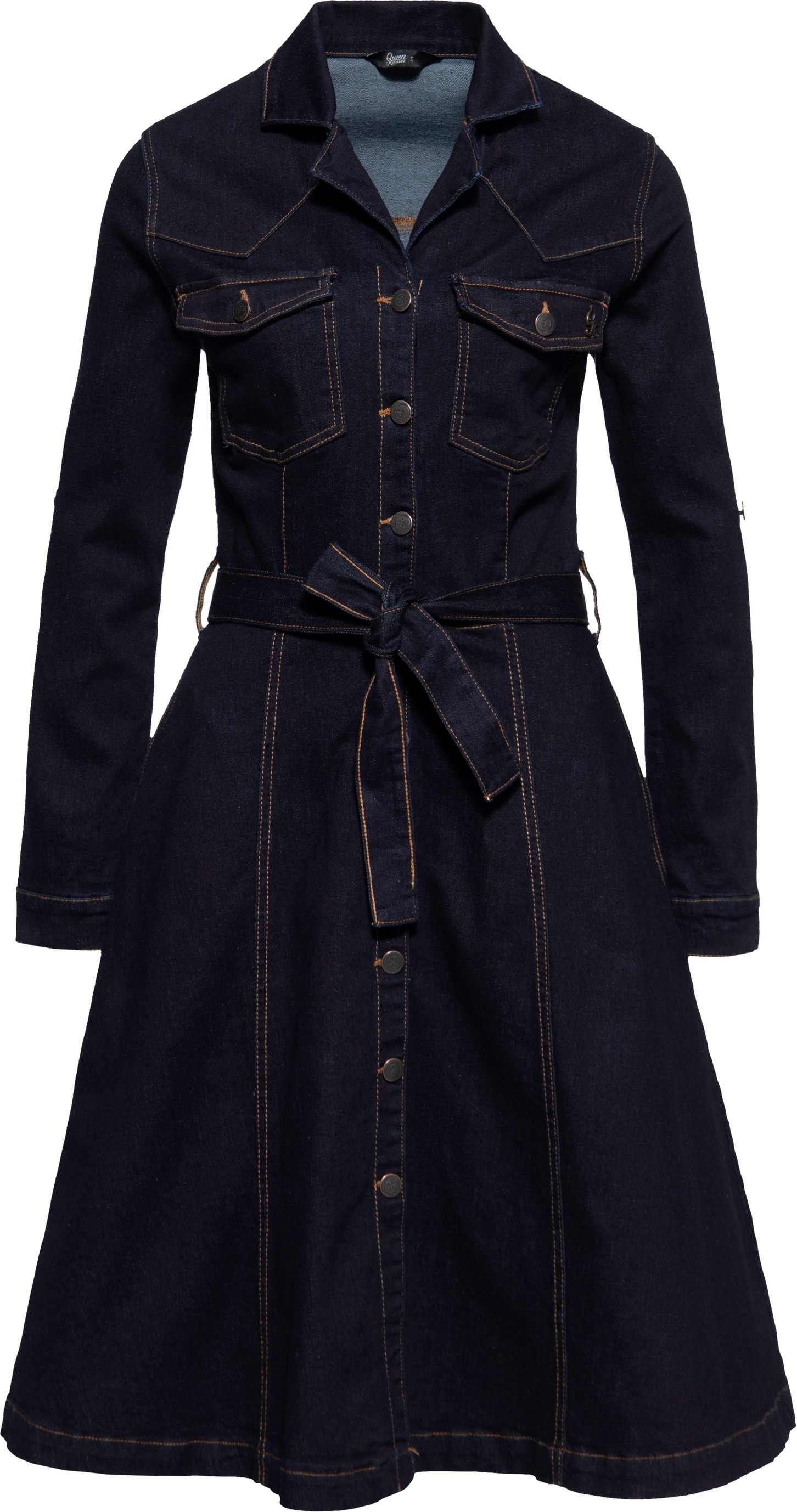 Thumbnail - Queen Kerosin Damen Workwear Swing Kleid Denim