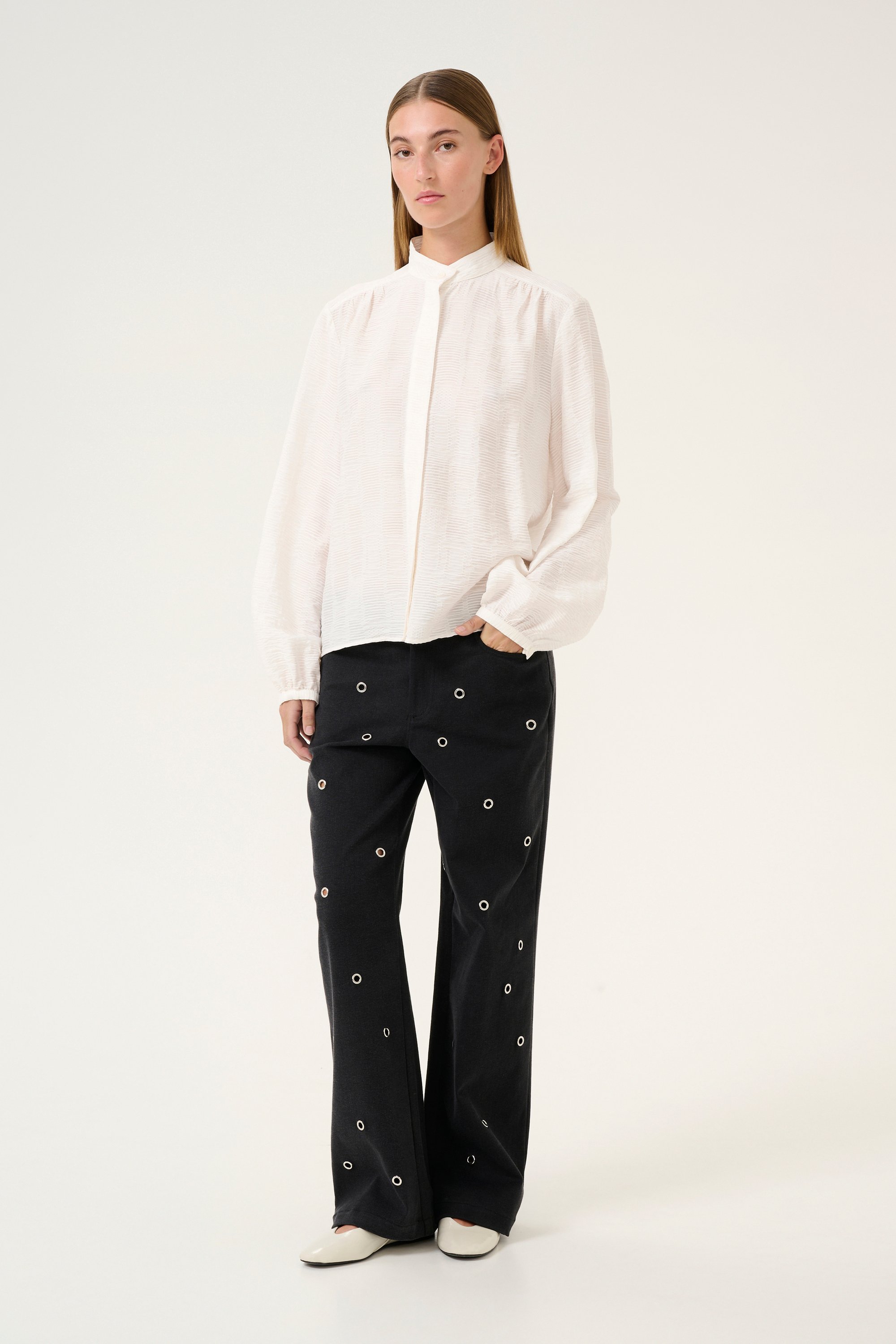 Langarm-Bluse Feminine Bright White