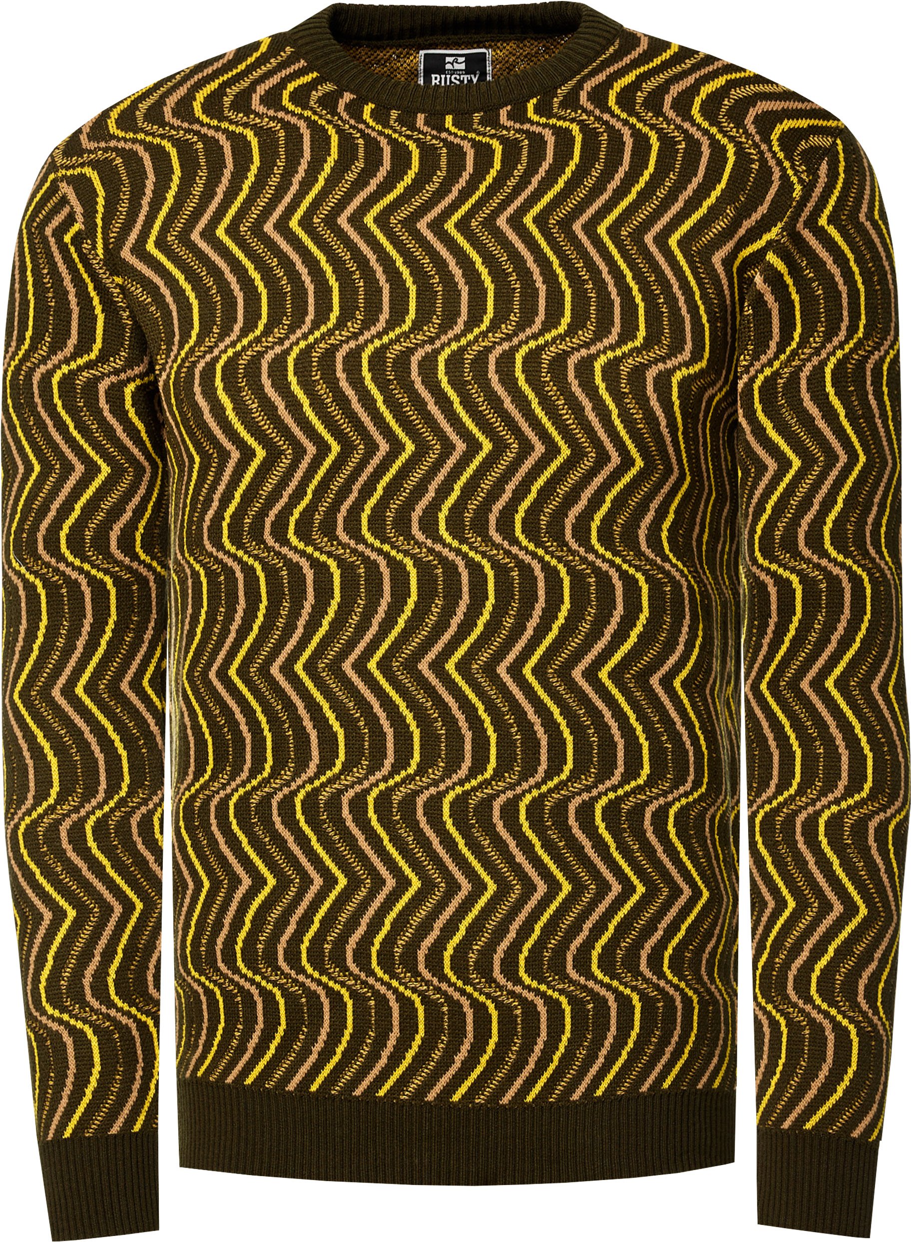 80er-Design Feinstrick Rundhals-Pullover