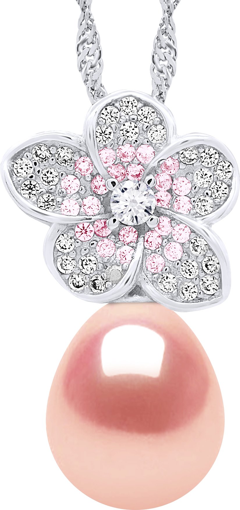 Halskette – echte Süßwasser-Zuchtperle, Birne, 9–10 mm