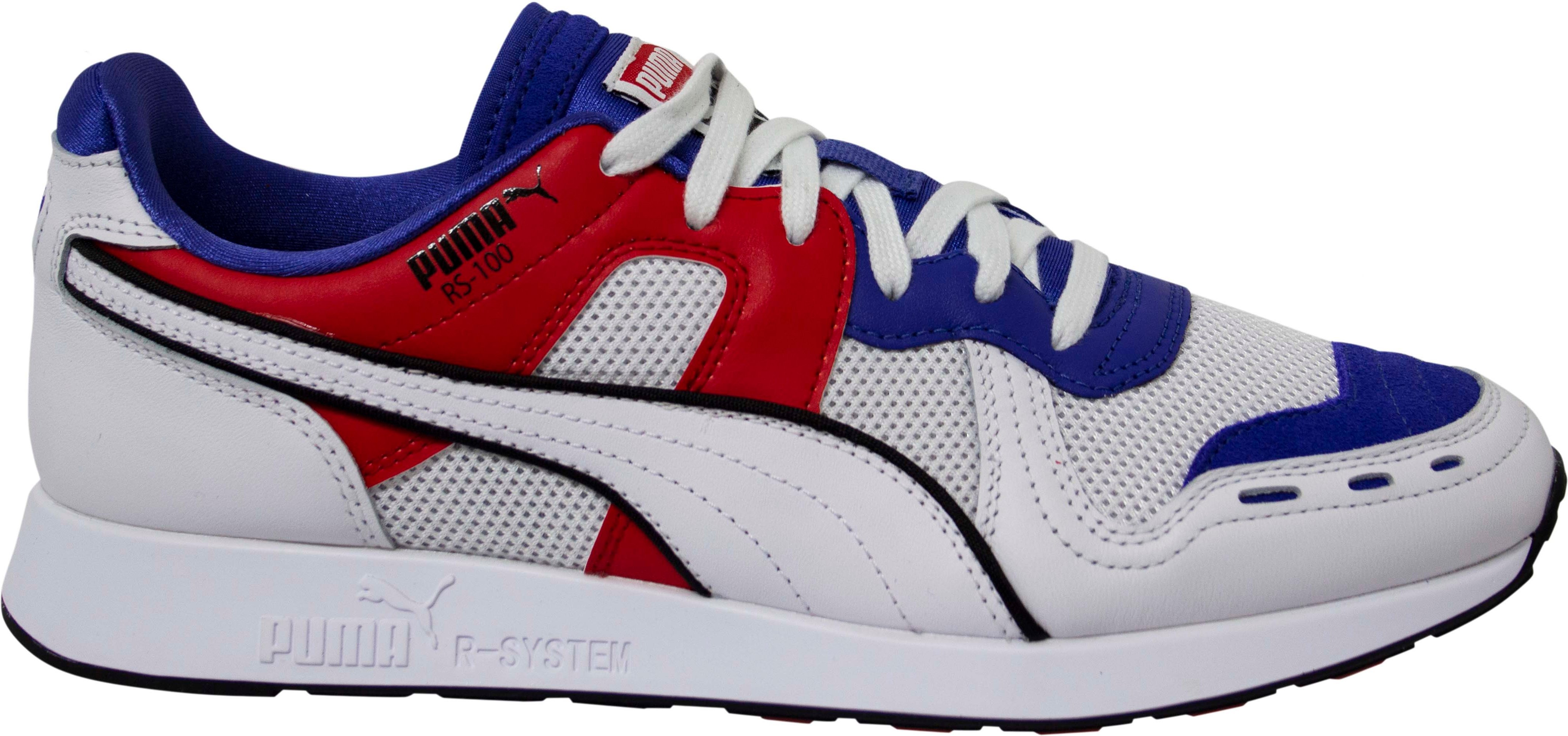 PUMA RS-100 Sound weiße Leder Schnüren-Reisetrainer 368025 01