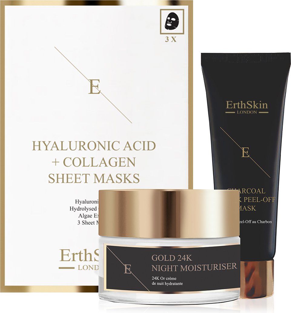 ANTI-WRINKLE Night MOISTURISER 24K GOLD + Peel Off Gesichtsmaske+Hyaluronsäure & Kollagen Maske - 3 Blatt