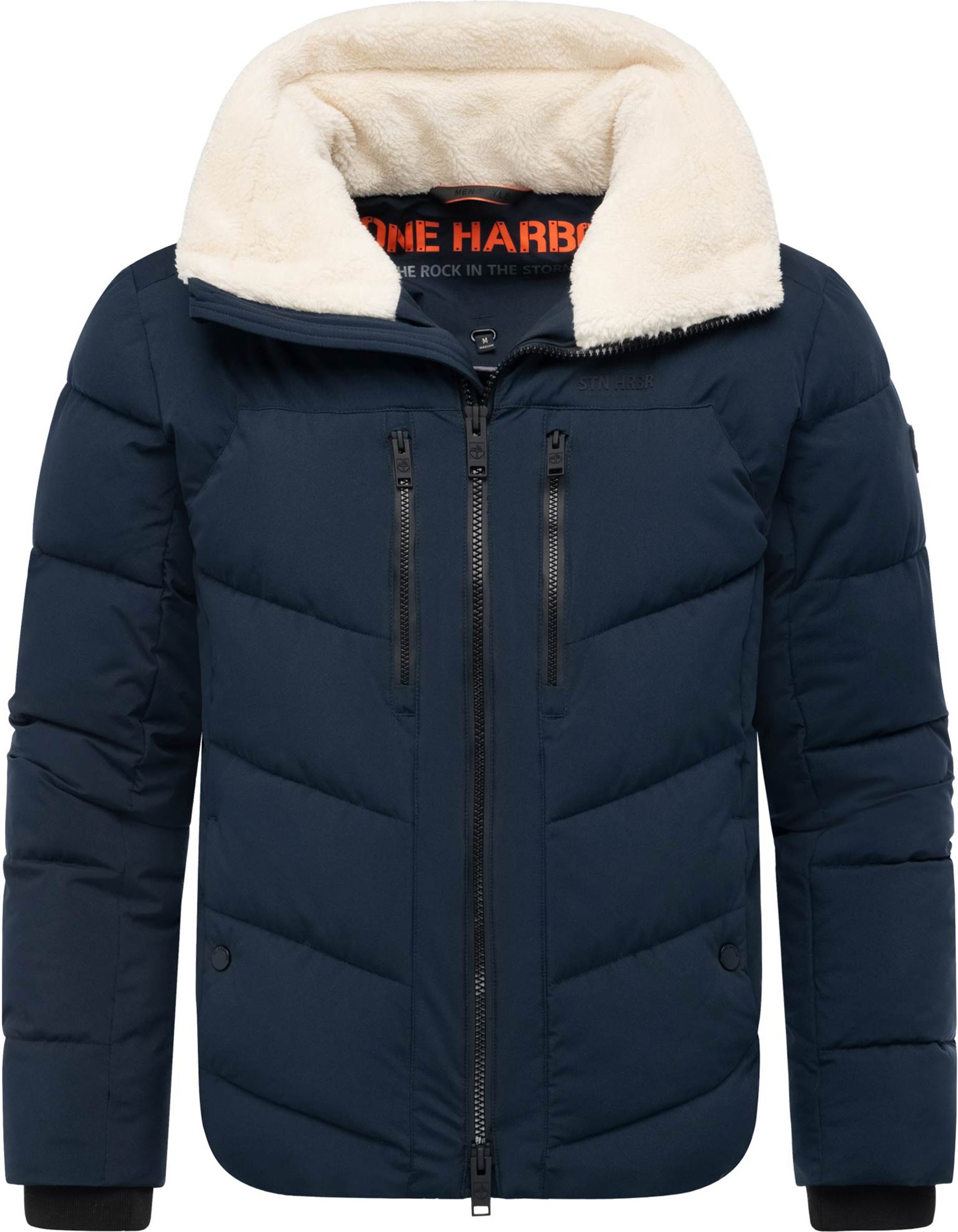 Stone Harbour Herren Steppjacke Ansello mit Teddyfleece-Kragen & Fleecefutter