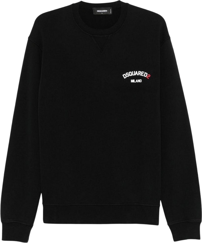 Dsquared2 Schwarzes Sweatshirt Mit Kleinem Milano-logo, Lässige Passform