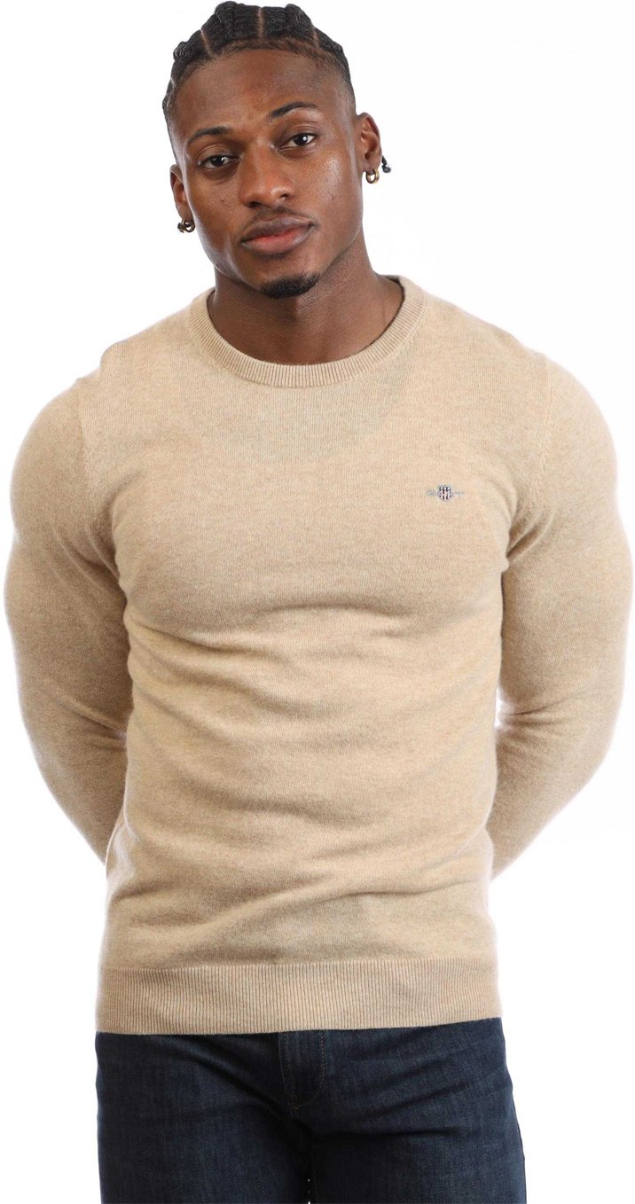 Gant - Sweatshirt für Herren, Rundhalsausschnitt, Lammwolle Mischung (Khaki-Braun)