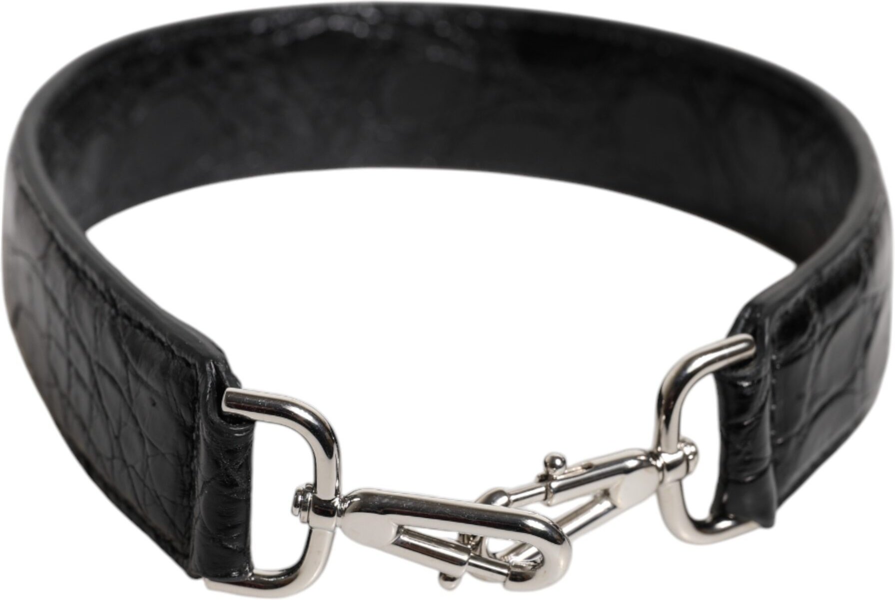 Schwarze Alligatorledertasche mit Schulterriemen