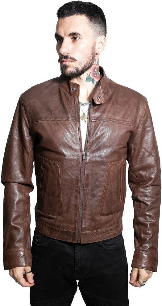 Klassisch geschnittene Herren-Bikerjacke aus Leder – Austin