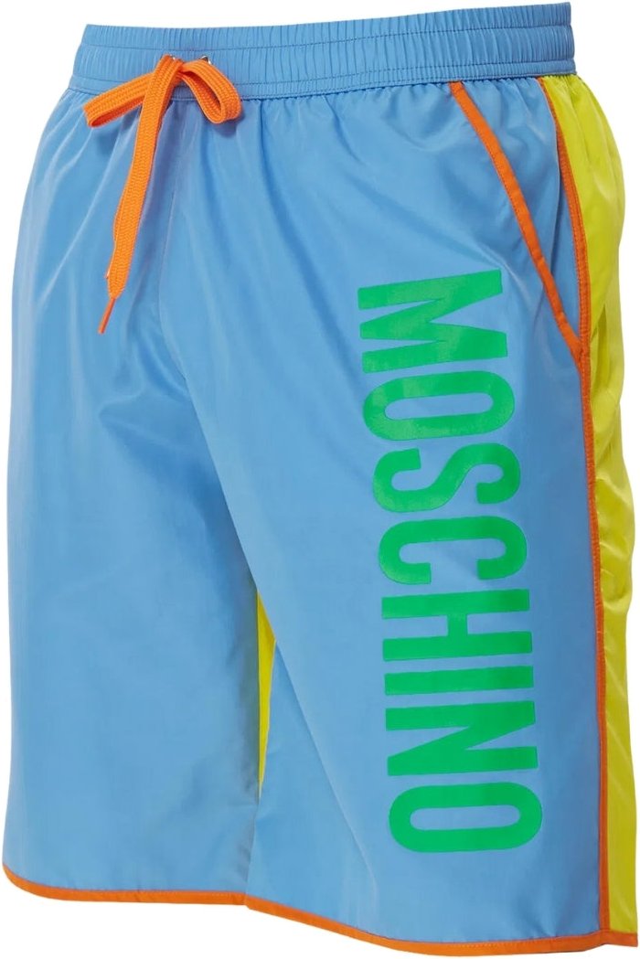 Blaue Badeshorts im Farbblockdesign von Moschino