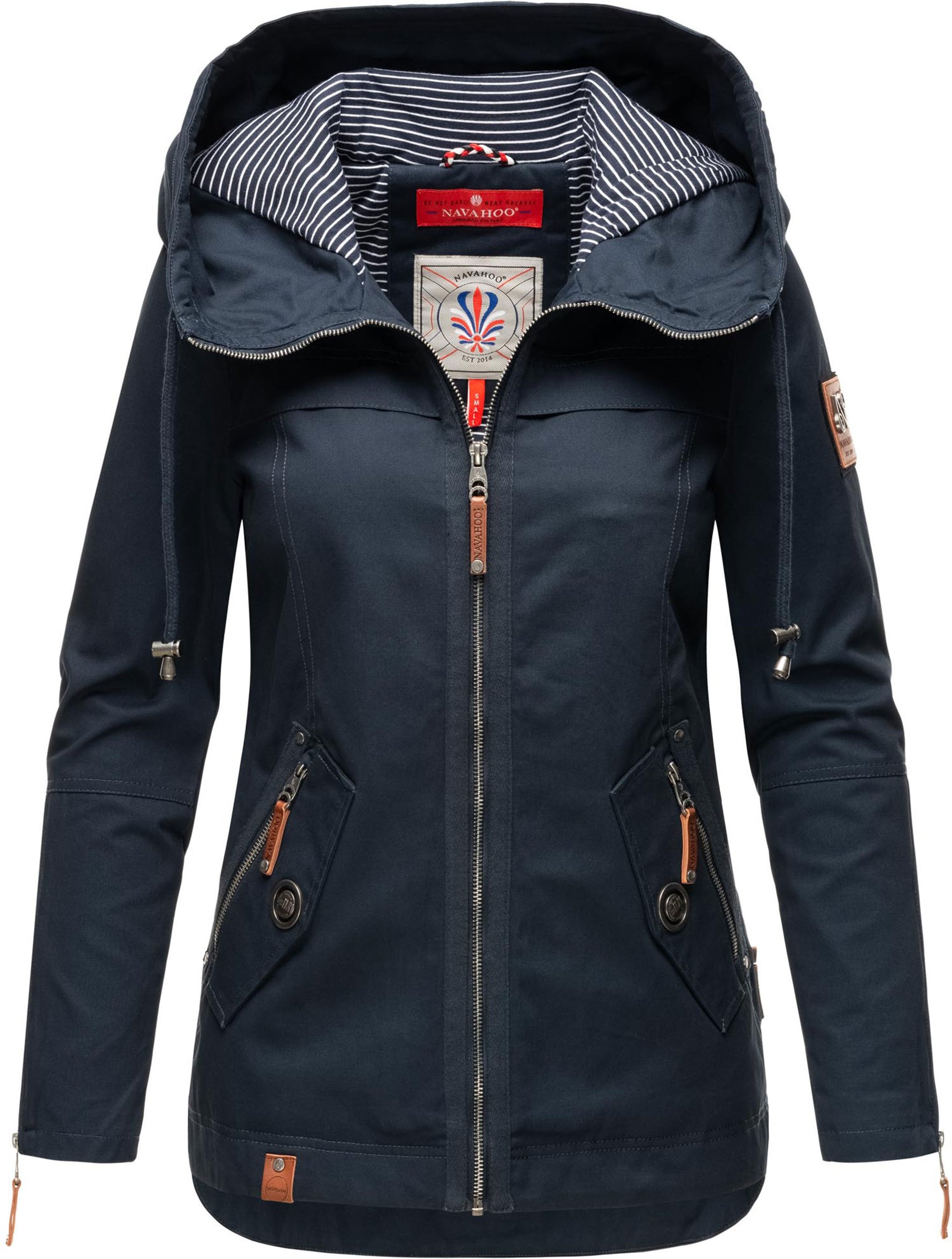 Navahoo Damen Übergangsjacke Wekoo – Leichte Baumwolljacke mit Kapuze