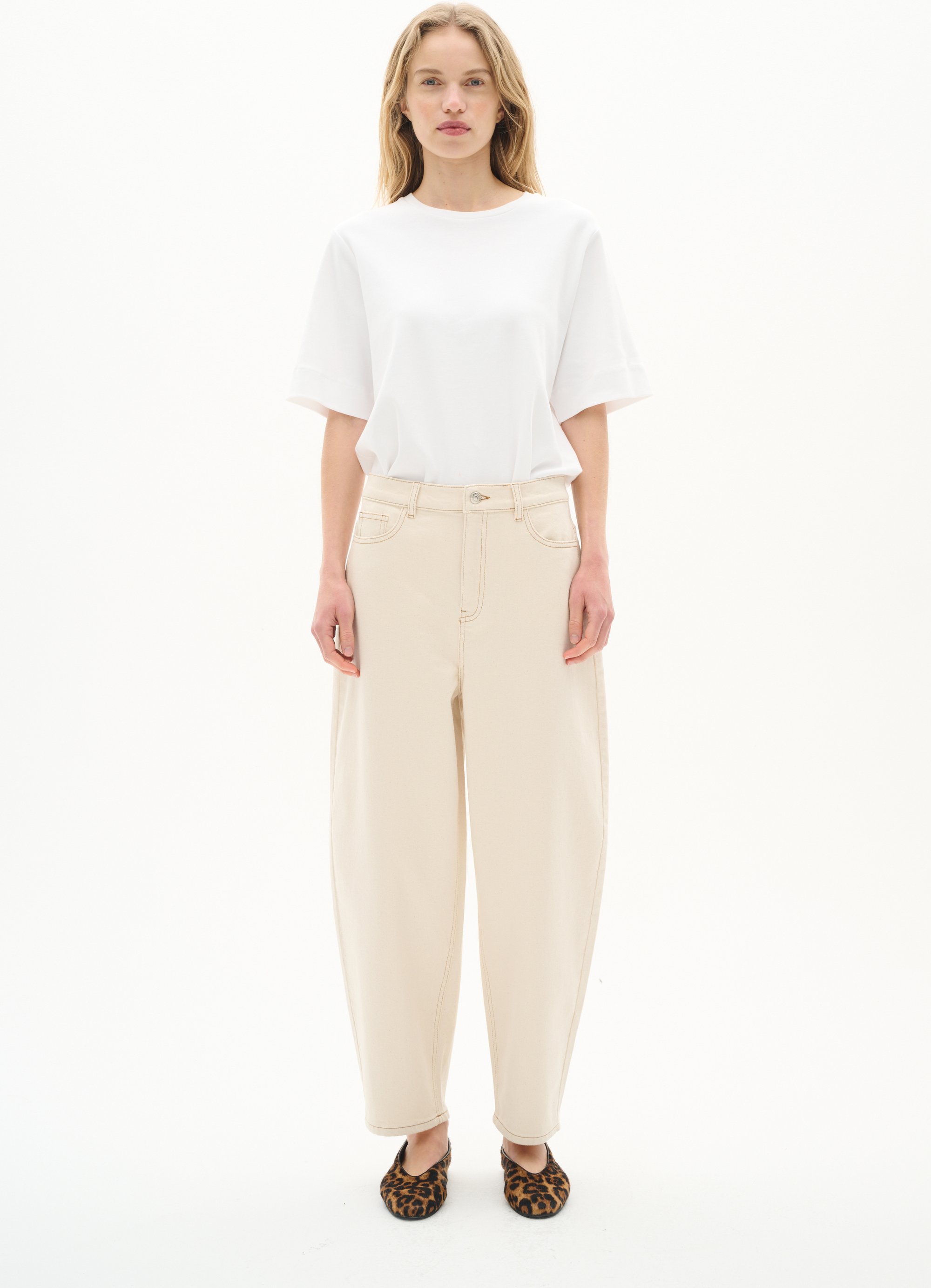 Jeans Gerade Passform Creme White cream